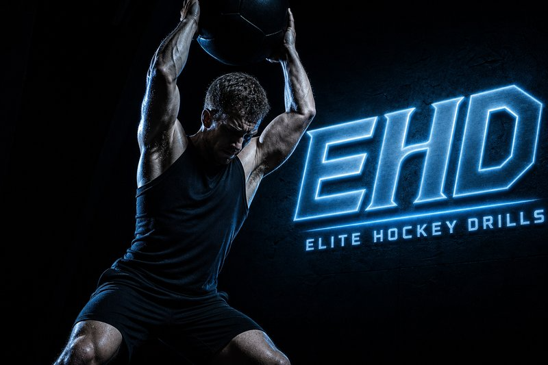 Hockey player off-ice medicine ball training